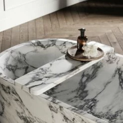 Arabescato Marble Designo Freestanding Stone Bath 1780mm -LUSSOSTONE Shop arabescato marble designo freestanding stone bath 1780mm p3584 18122 zoom