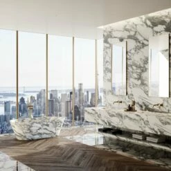 Arabescato Marble Muse Freestanding Stone Bath 1700mm -LUSSOSTONE Shop arabescato marble muse freestanding stone bath 1700mm p2437 17764 zoom