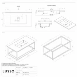 Aria Vanity Unit With Stone Basin (Matte Black Frame 900mm) -LUSSOSTONE Shop aria vanity unit with stone basin matte black frame 900mm p2551 36293 zoom