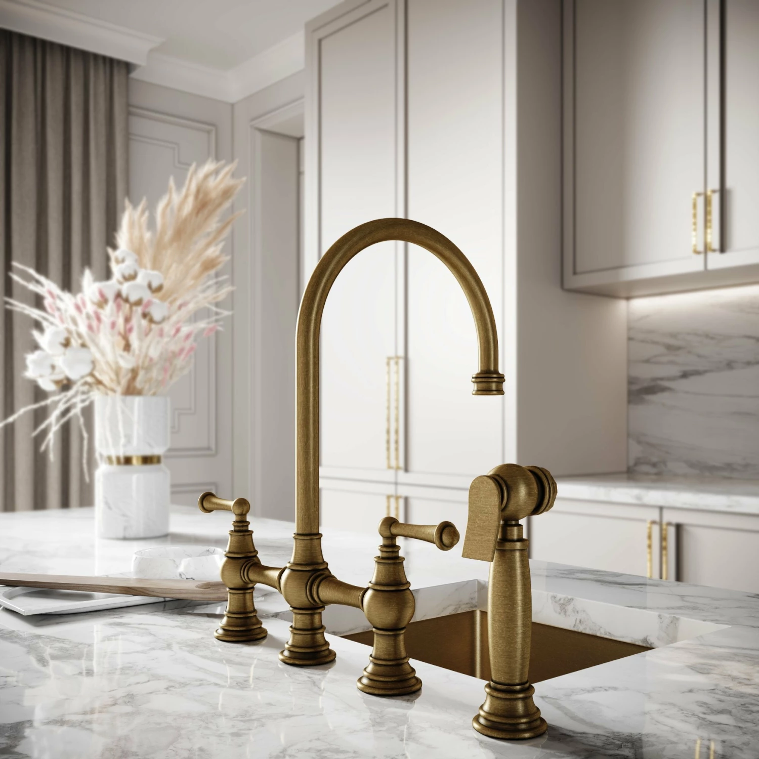Asbury 4-hole Traditional Kitchen Tap Aged Bronze 4 Asbury 4-hole Traditional Kitchen Tap Aged Bronze - Image 2
