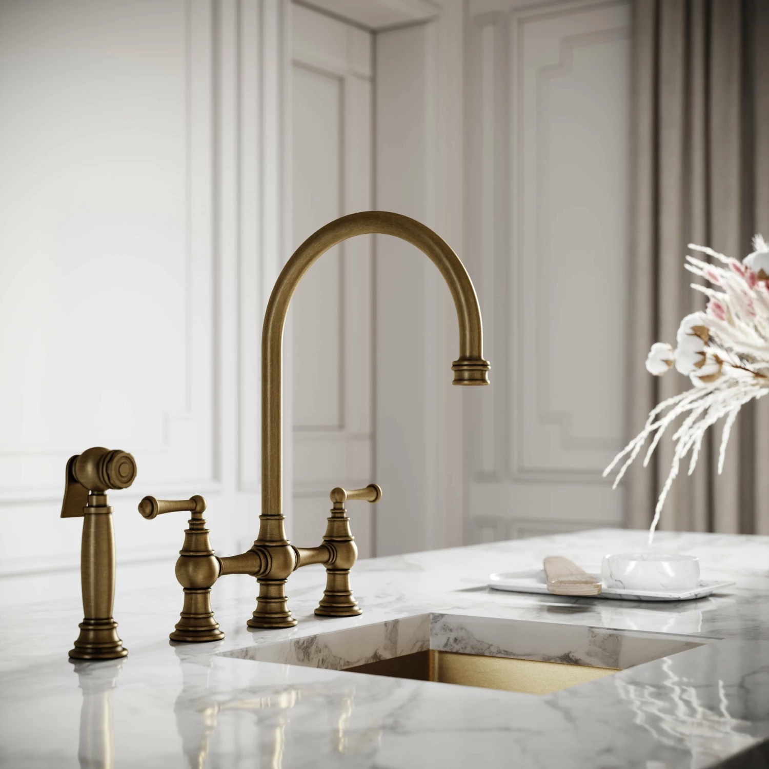 Asbury 4-hole Traditional Kitchen Tap Aged Bronze 6 Asbury 4-hole Traditional Kitchen Tap Aged Bronze - Image 4