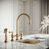 Asbury 4-hole Traditional Kitchen Tap Brushed Gold -LUSSOSTONE Shop asbury 4 hole traditional kitchen tap brushed gold p4679 26241 zoom
