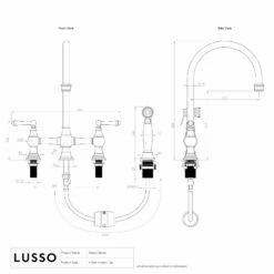 Asbury 4-hole Traditional Kitchen Tap Brushed Gold -LUSSOSTONE Shop asbury 4 hole traditional kitchen tap brushed gold p4679 35607 zoom