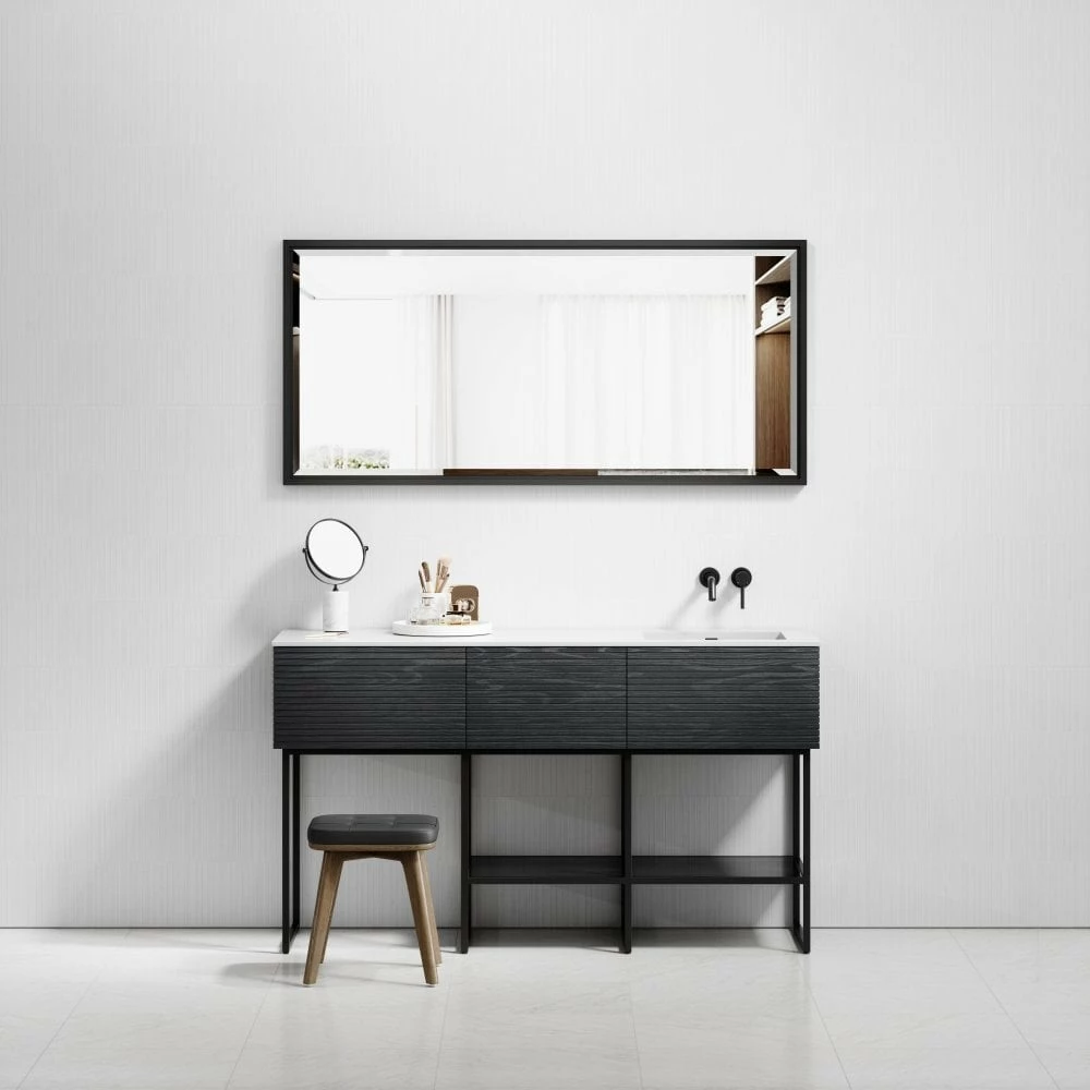 Audemar Vanity Unit With Stone Basin (Black 1600mm) 3 Audemar Vanity Unit With Stone Basin (Black 1600mm)
