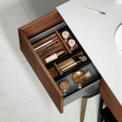 Audemar Vanity Unit With Stone Basin (Walnut 1600mm) -LUSSOSTONE Shop audemar vanity unit with stone basin walnut 1600mm p5053 27749 image