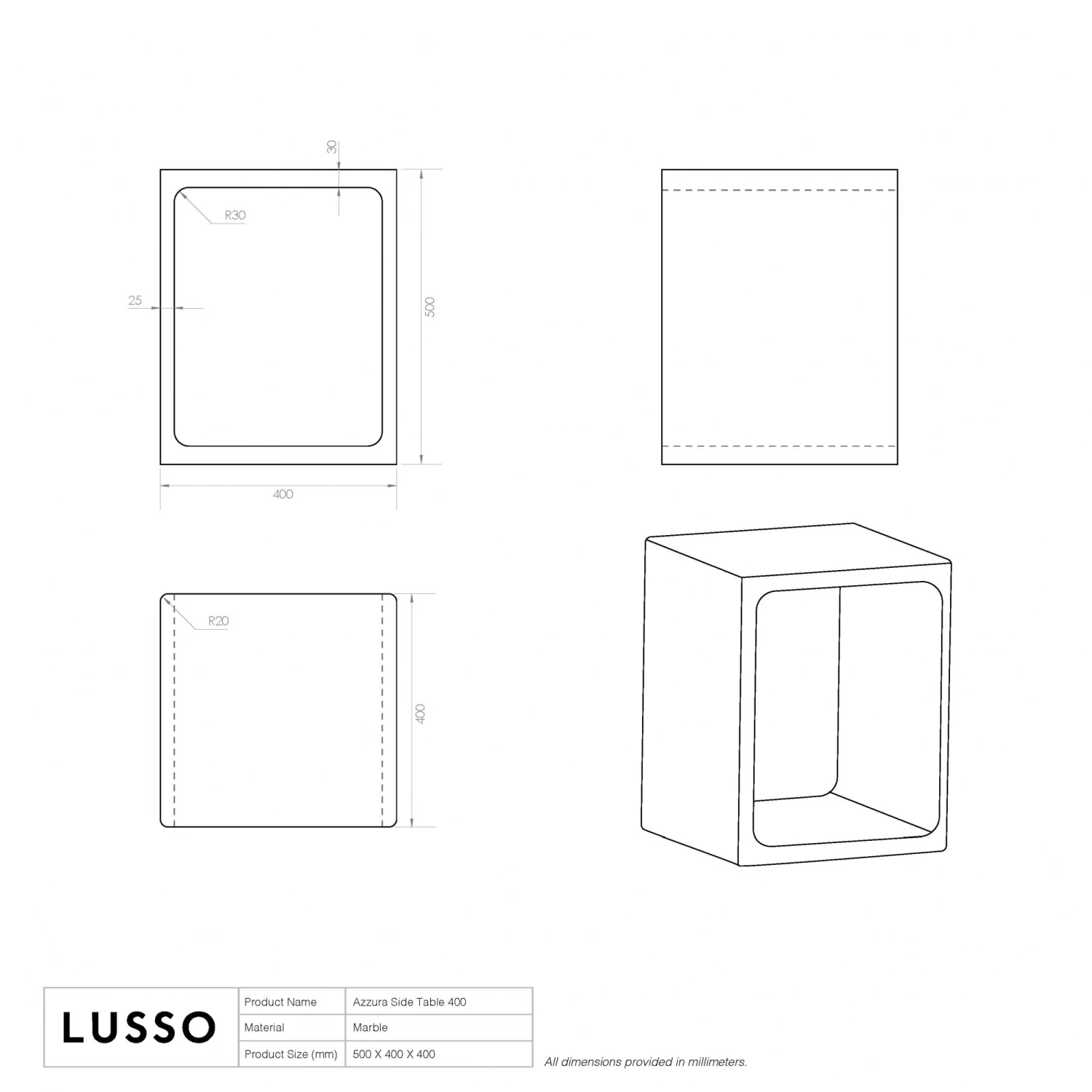 Azzurra Pietra Grey Marble Side Table 400mm 6 Azzurra Pietra Grey Marble Side Table 400mm - Image 4