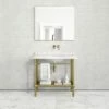 Belmont Traditional Brushed Gold Vanity Unit With Carrara Marble Countertop 1000mm -LUSSOSTONE Shop belmont traditional brushed gold vanity unit with carrara marble countertop 1000mm p5356 36403 zoom