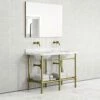 Belmont Traditional Brushed Gold Vanity Unit With Carrara Marble Countertop 1200mm -LUSSOSTONE Shop belmont traditional brushed gold vanity unit with carrara marble countertop 1200mm p5357 36407 zoom