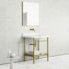 Belmont Traditional Brushed Gold Vanity Unit With Carrara Marble Countertop 800mm -LUSSOSTONE Shop belmont traditional brushed gold vanity unit with carrara marble countertop 800mm p5355 36397 zoom