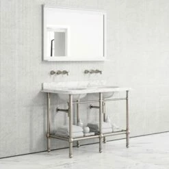 Belmont Traditional Polished Nickel Vanity Unit With Carrara Marble Countertop 1200mm