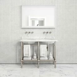 Belmont Traditional Polished Nickel Vanity Unit With Carrara Marble Countertop 1200mm -LUSSOSTONE Shop belmont traditional polished nickel vanity unit with carrara marble countertop 1200mm p5360 36287 zoom