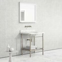 Belmont Traditional Polished Nickel Vanity Unit With Carrara Marble Countertop 800mm