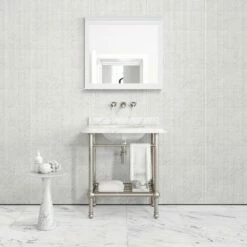 Belmont Traditional Polished Nickel Vanity Unit With Carrara Marble Countertop 800mm -LUSSOSTONE Shop belmont traditional polished nickel vanity unit with carrara marble countertop 800mm p5358 36279 zoom