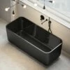 Benoit Freestanding Matte & Polished Black Bath 1500mm -LUSSOSTONE Shop benoit freestanding matte polished black bath 1500mm p4664 26482 zoom