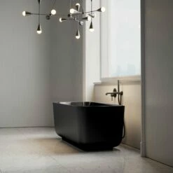 Benoit Freestanding Matte & Polished Black Bath 1500mm -LUSSOSTONE Shop benoit freestanding matte polished black bath 1500mm p4664 26484 zoom