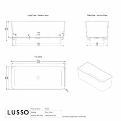 Benoit Freestanding Matte & Polished Black Bath 1500mm -LUSSOSTONE Shop benoit freestanding matte polished black bath 1500mm p4664 41654 zoom