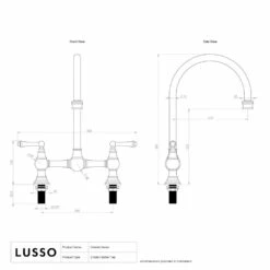 Celeste 2-hole Traditional Kitchen Tap Brushed Gold -LUSSOSTONE Shop celeste 2 hole traditional kitchen tap brushed gold p4675 46402 image