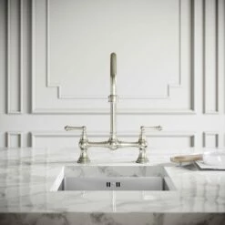 Celeste 2-hole Traditional Kitchen Tap Polished Nickel -LUSSOSTONE Shop celeste 2 hole traditional kitchen tap polished nickel p4674 26231 zoom