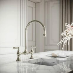 Celeste 2-hole Traditional Kitchen Tap Polished Nickel -LUSSOSTONE Shop celeste 2 hole traditional kitchen tap polished nickel p4674 26232 zoom