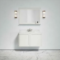 Charsley Carrara Marble Wall Mounted Vanity Unit (Matte Cream) 1000mm -LUSSOSTONE Shop charsley carrara marble wall mounted vanity unit matte cream 1000mm p3742 18383 zoom
