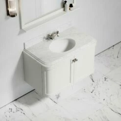 Charsley Carrara Marble Wall Mounted Vanity Unit (Matte Cream) 1000mm -LUSSOSTONE Shop charsley carrara marble wall mounted vanity unit matte cream 1000mm p3742 18385 zoom