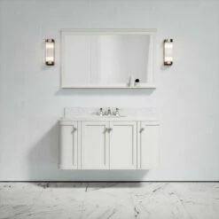 Charsley Carrara Marble Wall Mounted Vanity Unit (Matte Cream) 1200mm