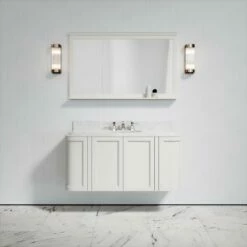 Charsley Carrara Marble Wall Mounted Vanity Unit (Matte Cream) 1200mm -LUSSOSTONE Shop charsley carrara marble wall mounted vanity unit matte cream 1200mm p3744 18387 zoom