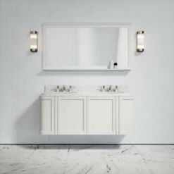 Charsley Carrara Marble Wall Mounted Vanity Unit (Matte Cream) 1400mm -LUSSOSTONE Shop charsley carrara marble wall mounted vanity unit matte cream 1400mm p3745 18391 zoom