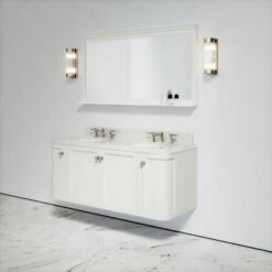 Charsley Carrara Marble Wall Mounted Vanity Unit (Matte Cream) 1400mm -LUSSOSTONE Shop charsley carrara marble wall mounted vanity unit matte cream 1400mm p3745 18392 zoom
