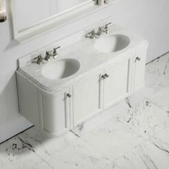 Charsley Carrara Marble Wall Mounted Vanity Unit (Matte Cream) 1400mm -LUSSOSTONE Shop charsley carrara marble wall mounted vanity unit matte cream 1400mm p3745 18393 zoom