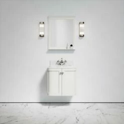 Charsley Carrara Marble Wall Mounted Vanity Unit (Matte Cream) 600mm