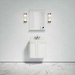 Charsley Carrara Marble Wall Mounted Vanity Unit (Matte Cream) 600mm -LUSSOSTONE Shop charsley carrara marble wall mounted vanity unit matte cream 600mm p3746 18375 zoom