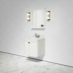 Charsley Carrara Marble Wall Mounted Vanity Unit (Matte Cream) 600mm -LUSSOSTONE Shop charsley carrara marble wall mounted vanity unit matte cream 600mm p3746 18376 zoom
