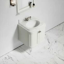 Charsley Carrara Marble Wall Mounted Vanity Unit (Matte Cream) 600mm -LUSSOSTONE Shop charsley carrara marble wall mounted vanity unit matte cream 600mm p3746 18377 zoom