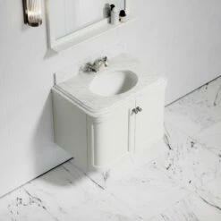 Charsley Carrara Marble Wall Mounted Vanity Unit (Matte Cream) 800mm -LUSSOSTONE Shop charsley carrara marble wall mounted vanity unit matte cream 800mm p3741 18381 zoom