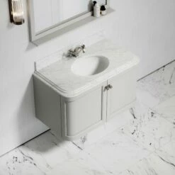 Charsley Carrara Marble Wall Mounted Vanity Unit (Matte Stone) 1000mm -LUSSOSTONE Shop charsley carrara marble wall mounted vanity unit matte stone 1000mm p3748 18429 zoom