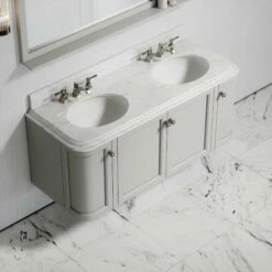 Charsley Carrara Marble Wall Mounted Vanity Unit (Matte Stone) 1400mm -LUSSOSTONE Shop charsley carrara marble wall mounted vanity unit matte stone 1400mm p3751 18445 zoom