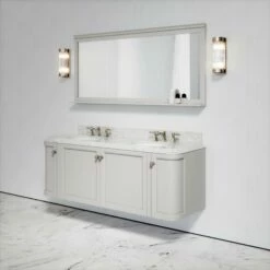 Charsley Carrara Marble Wall Mounted Vanity Unit (Matte Stone) 1600mm -LUSSOSTONE Shop charsley carrara marble wall mounted vanity unit matte stone 1600mm p3749 18448 zoom