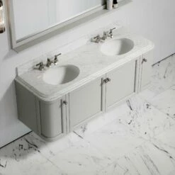 Charsley Carrara Marble Wall Mounted Vanity Unit (Matte Stone) 1600mm -LUSSOSTONE Shop charsley carrara marble wall mounted vanity unit matte stone 1600mm p3749 18449 zoom