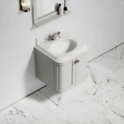 Charsley Carrara Marble Wall Mounted Vanity Unit (Matte Stone) 600mm -LUSSOSTONE Shop charsley carrara marble wall mounted vanity unit matte stone 600mm p3752 18437 zoom