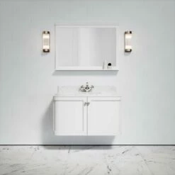 Charsley Carrara Marble Wall Mounted Vanity Unit (Matte White) 1000mm
