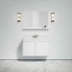 Charsley Carrara Marble Wall Mounted Vanity Unit (Matte White) 1000mm -LUSSOSTONE Shop charsley carrara marble wall mounted vanity unit matte white 1000mm p3656 18287 zoom
