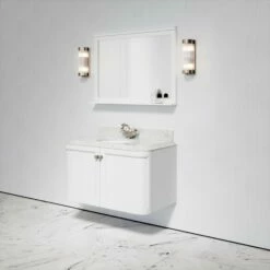Charsley Carrara Marble Wall Mounted Vanity Unit (Matte White) 1000mm -LUSSOSTONE Shop charsley carrara marble wall mounted vanity unit matte white 1000mm p3656 18288 zoom