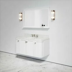 Charsley Carrara Marble Wall Mounted Vanity Unit (Matte White) 1200mm -LUSSOSTONE Shop charsley carrara marble wall mounted vanity unit matte white 1200mm p3658 18292 zoom