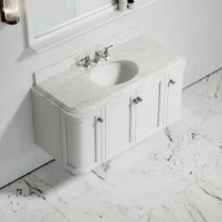 Charsley Carrara Marble Wall Mounted Vanity Unit (Matte White) 1200mm -LUSSOSTONE Shop charsley carrara marble wall mounted vanity unit matte white 1200mm p3658 18293 zoom