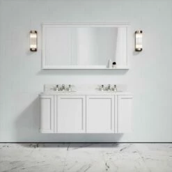 Charsley Carrara Marble Wall Mounted Vanity Unit (Matte White) 1400mm -LUSSOSTONE Shop charsley carrara marble wall mounted vanity unit matte white 1400mm p3659 18295 zoom