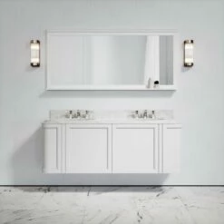 Charsley Carrara Marble Wall Mounted Vanity Unit (Matte White) 1600mm -LUSSOSTONE Shop charsley carrara marble wall mounted vanity unit matte white 1600mm p3657 18299 zoom