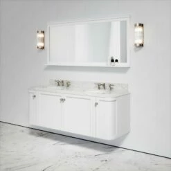 Charsley Carrara Marble Wall Mounted Vanity Unit (Matte White) 1600mm -LUSSOSTONE Shop charsley carrara marble wall mounted vanity unit matte white 1600mm p3657 18300 zoom