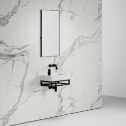 Ciro Vanity Unit With Stone Basin (Matte White 500mm) -LUSSOSTONE Shop ciro vanity unit with stone basin matte white 500mm p2440 14601 zoom