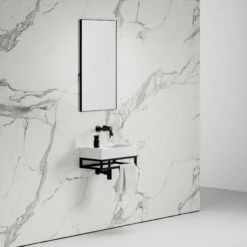 Ciro Vanity Unit With Stone Basin (Matte White 500mm) -LUSSOSTONE Shop ciro vanity unit with stone basin matte white 500mm p2440 14602 zoom